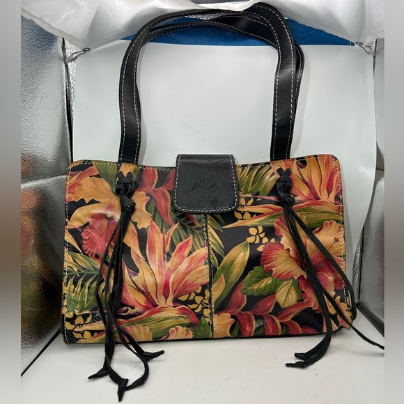 Patricia Nash satchel handbag purse leather multicolor Rienzo tropical escape - Picture 9 of 13